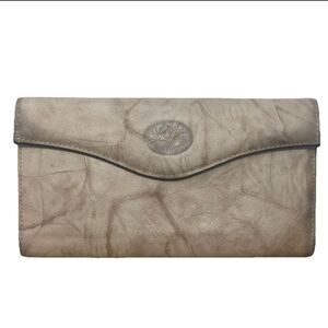 Buxton Wallet Bifold Organizer Genuine Leather Tan Marbled Floral Embossed